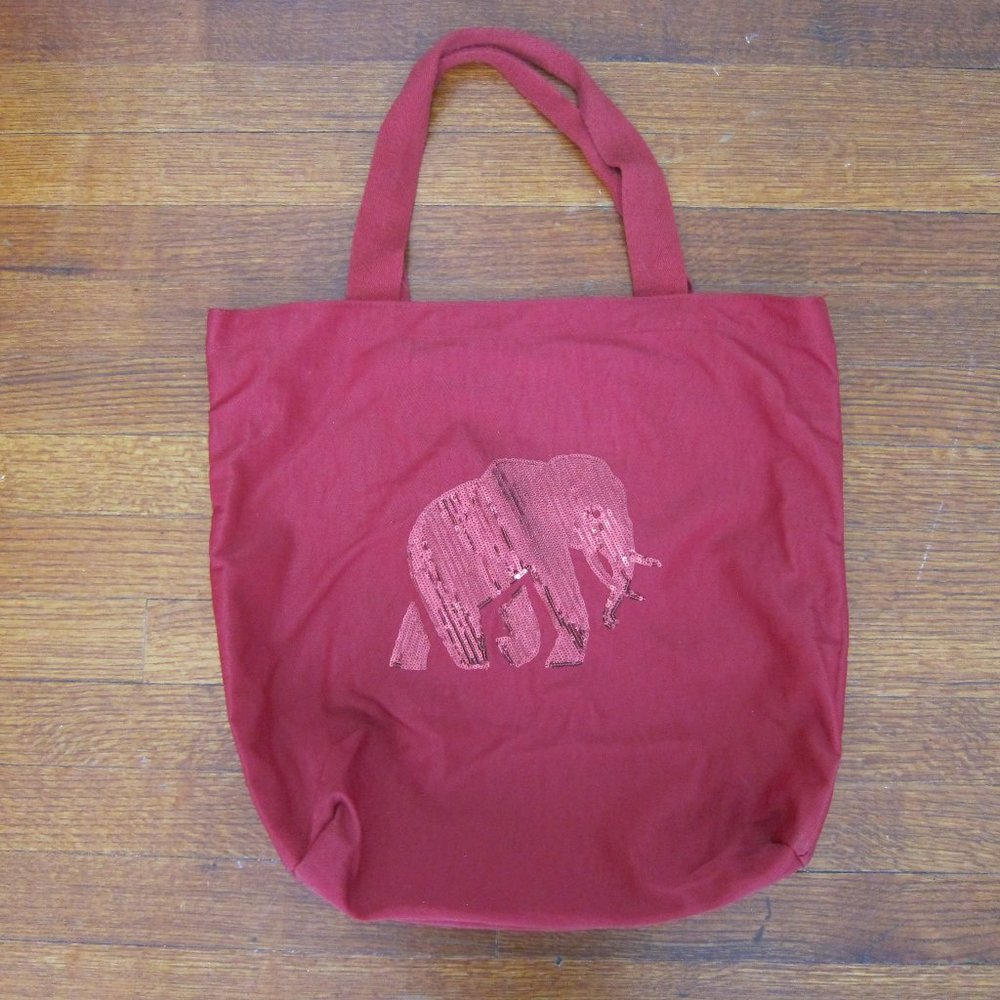 Banana Republic red sequin elephant nylon tote bag
